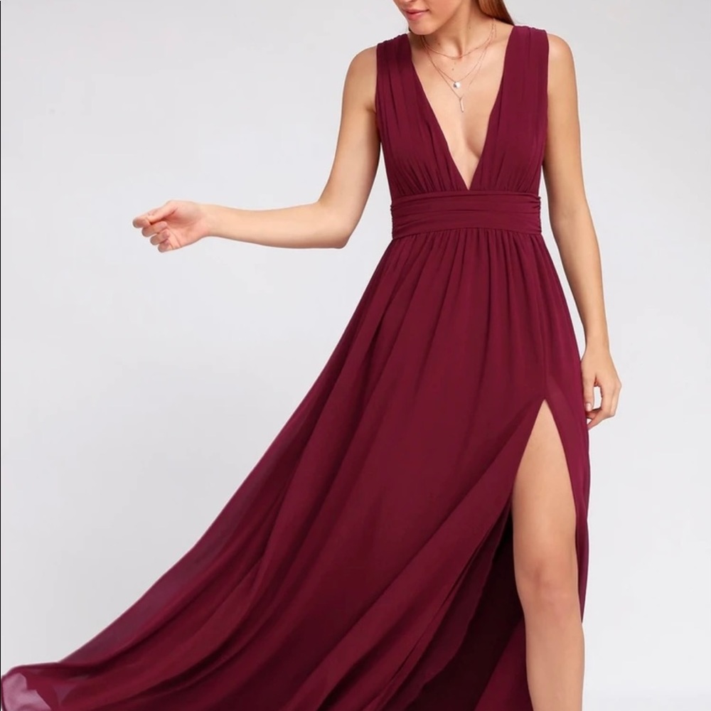 Lulu’s XL Heavenly Hues Burgundy Maxi Dress